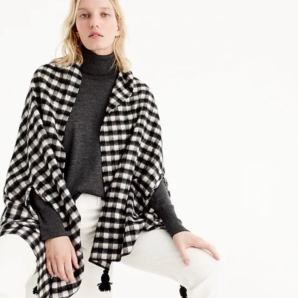 J CREW | wool checkered cape scarf